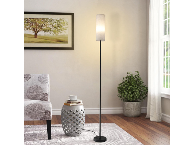 69-inch Black Metal Floor Lamp with Fabric Shade