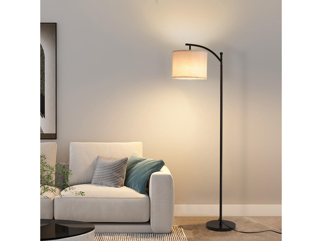 Floor Lamps with 3 Color Temperatures, Black Standing Lamp with Remote and Fabric Shade, Modern-Style Floor Lamp, Farmhouse Tall Lamp for Bedroom,...