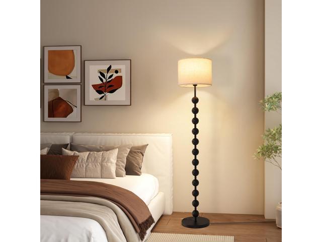 63-inch Modern Floor Lamp with Spherical Base and Linen Shade