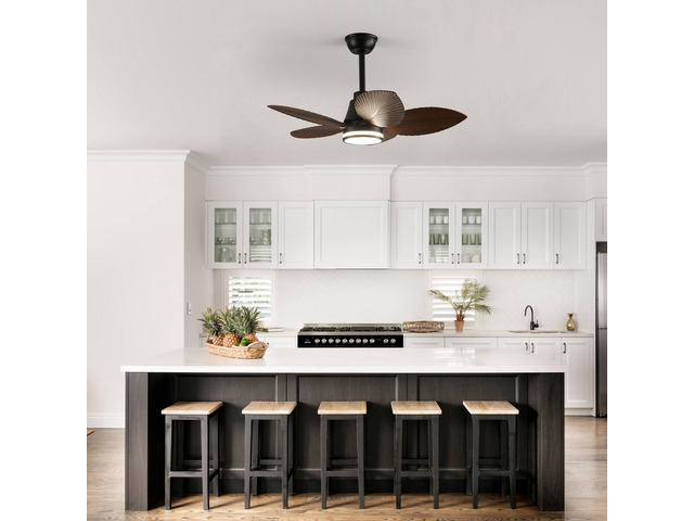 37 inch Ceiling Fan with Light, 3 Leaf-Shaped Abs Blades,Remote Control,6-Speed Reversible Dc Motor for Living Room,Bed Room,Dining Room