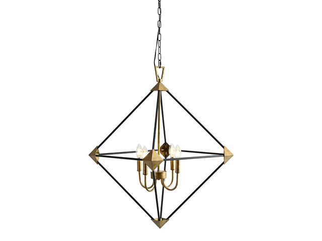 Modern 4-Light Metal Hanging Lantern Pendant Light Fixtures Matte Black & Antique Gold Finish Lantern Chandeliers (E12 Bulbs Not included)