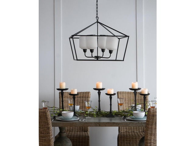 26x26x21.9' Iron Chandelier, Sleek industrial Style Hanging Light Fixture for Kitchen Dining Room Foyer Entryway, Bulb Not included