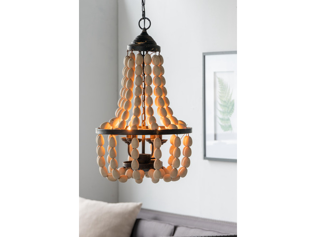 D18.9x33.1' Large Beaded 4-Light Chandelier, Vintage Style Hanging Light Fixture for Kitchen Dining Room Foyer Entryway, Bulb Not included
