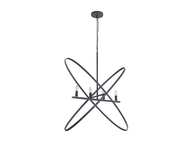 29'L x 15'W x 37.5'H 4 Led Matte Black Atom Brass Metal Pendant
