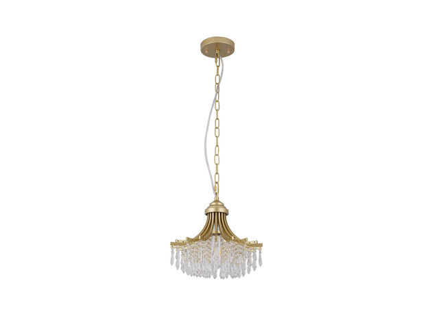 11.75' Dia x 10' H Single Bulb Matte Gold Glass Fan Shape Pendant Chandelier