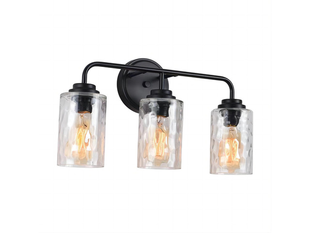 3-Light with Clear Glass Glacier Shade, Unique Hand-Make Lampshade, industrial indoor Light Fixture for Bathroom Living Room Bedroom Over Kitchen...
