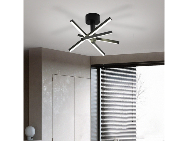 12 inch Modern Led Ceiling Light, Geometric Starburst Design with Black Finish for Living Room, Bedroom, and Hallways
