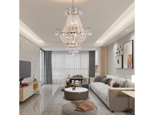 Gold Crystal Chandeliers,Large Contemporary Luxury Ceiling Lighting for Living Room Dining Room Bedroom Hallway