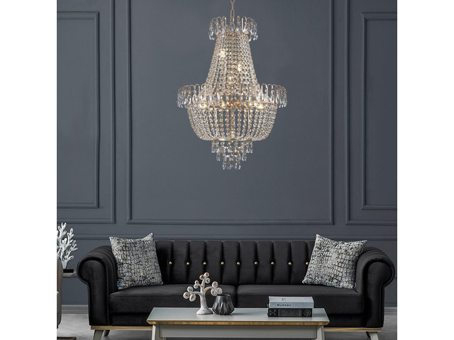 Gold Crystal Chandeliers,Large Contemporary Luxury Ceiling Lighting for Living Room Dining Room Bedroom Hallway (without Bulb)