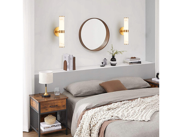 Golden and Elegant Resin Wall Sconce,Set Of 2,Modern Vertical Light Fixture for Bathrooms, Hallways, and Bedrooms (only inoor)