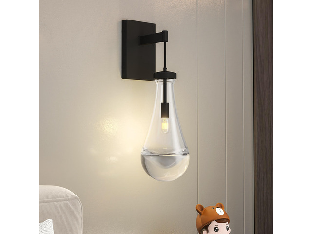 Wall Sconces, Black Wall Sconces Modern Bathroom Lights, Sconces Wall Lighting with Clear Glass, Wall Mounted Light Wall Lamp for Living Room...