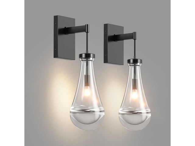Wall Sconces Set Of Two, Black Dimmable Raindrop Wall Lighting, Modern Bathroom Sconces Wall Lamps Vanity Lighting for Living Room, Wall Lights for...