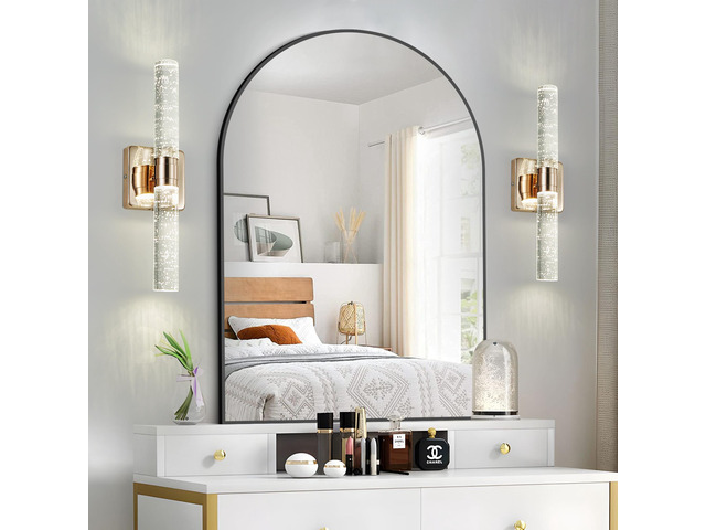 17'(H) Contemporary Crystal Wall Light, Gold Plating Finish with Bubble Crystal, 2-Light Sconce for Bathroom, Bedroom, Hallway Modern indoor...