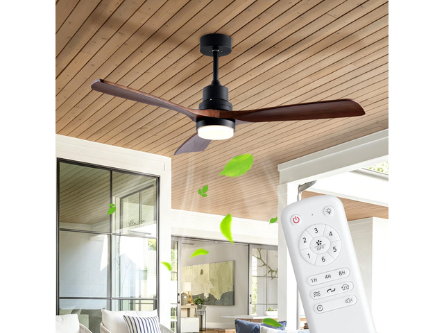 52' Wooden Ceiling Fans with Lighted Remote Control, indoor Outdoor Wooden Ceiling Fan, Outdoor Modern Ceiling Fan with 3 Fan Blades for Patio,...