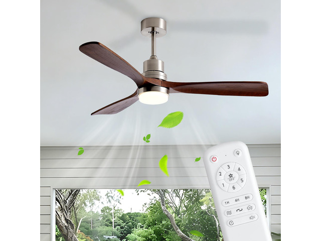 52 inch Brushed Nickel Ceiling Fans with Lights and Remote Control, Modern Ceiling Fan Light, 3 Blades, 6 Speed Dc Motor, indoor Outdoor Ceiling...