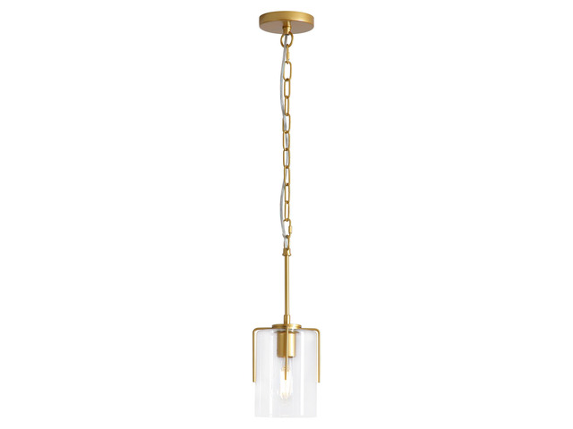 Farmhouse Gold Pendant Light, 1-Light Clear Glass Kitchen Island Light for Dining Table, Adjustable Modern Hanging Ceiling Fixture for Entryway,...