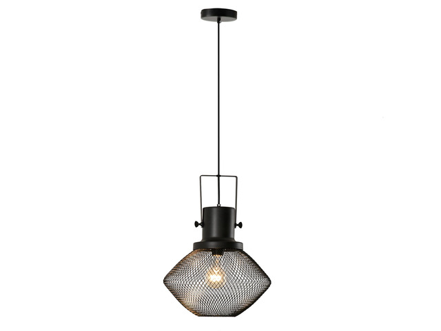 Homcom industrial Pendant Light Fixtures, Black Metal Frame Hanging Ceiling Light for Living Room, Bedroom, Kitchen, Dining Room with Adjustable...