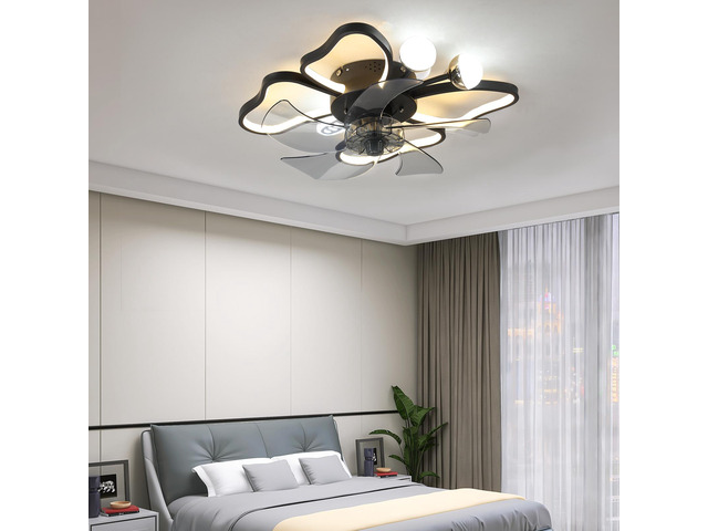 19.7 inch Light Ceiling Fan with Lights Remote Control with Modern Butterfly Design Styling, Black, Fan for Bedroom, Living Room, Timing Function,...