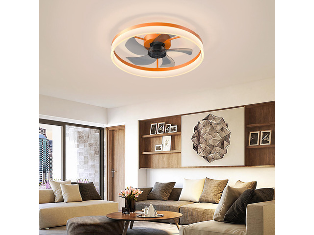 Ceiling Fans with Lights Dimmable Led Embedded installation Of Thin Modern Ceiling Fans(Orange)