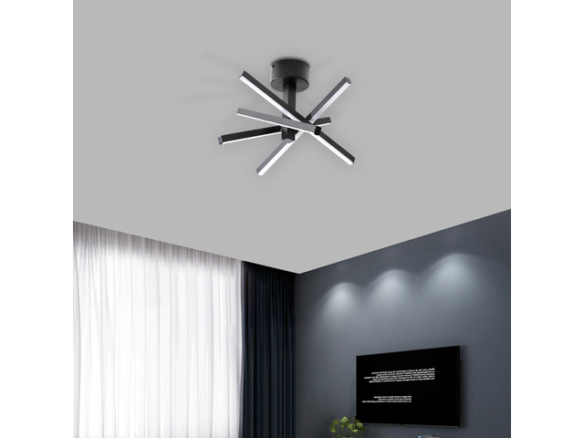 12 inch Modern Led Ceiling Light, Geometric Starburst Design with Black Finish for Living Room, Bedroom, and Hallways