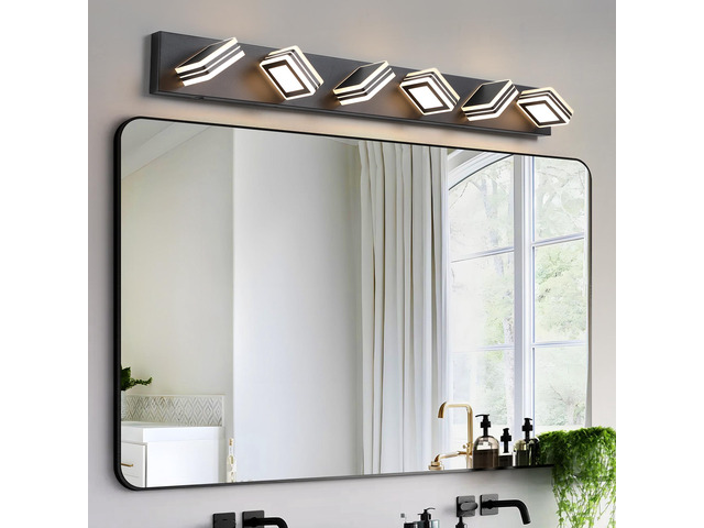 40' Modern 6-Light Led Vanity Light - Sleek Bathroom Wall Fixture, Iron & Acrylic, Dimmable & Energy-Efficient, Ideal for Mirror Lighting