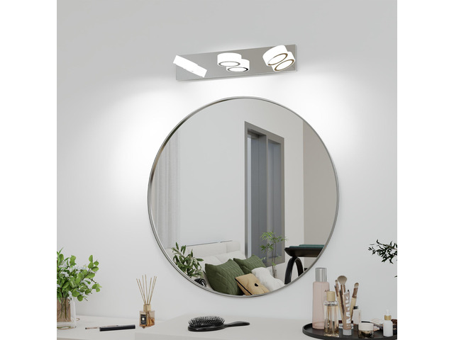 Led Modern 3 Light White Rotating Oval Acrylic with Chrome Base 21 inch Vanity Light Over Mirror Lighting Fixture