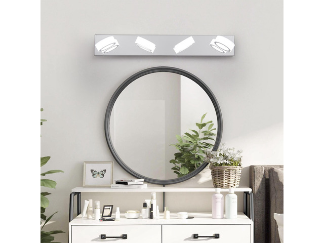 29' Modern 4-Light Led Vanity Light, Sleek Chrome Bathroom Wall Light Fixture for Mirror, Shower, and Bathroom Decor