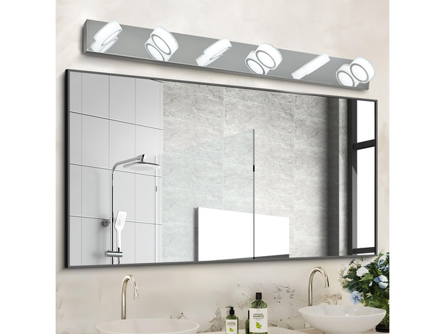 45' Modern 6-Light Led Vanity Light, Sleek Chrome Bathroom Wall Light Fixture for Mirror, Shower, and Bathroom Decor