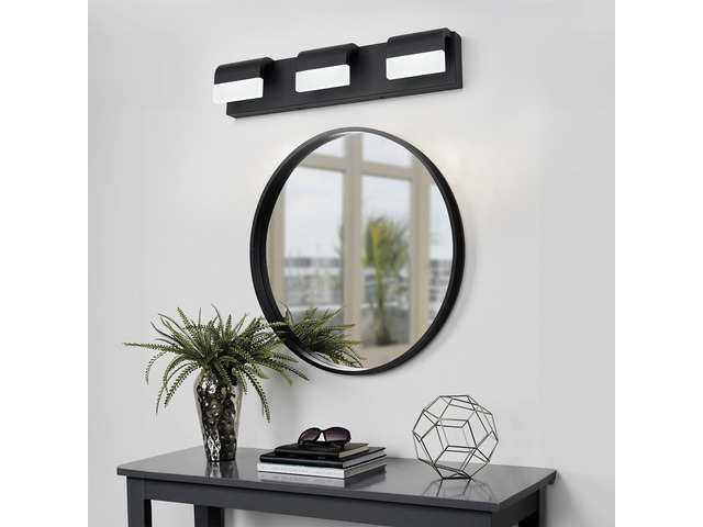 Led Contemporary Vanity Lights Fixture Bathroom Wall Light Over Mirror Matt Black 3 Lights Dimmable