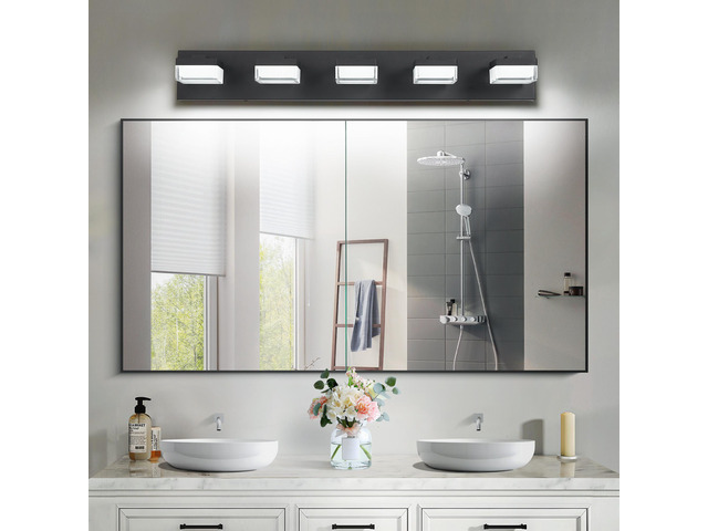 Bathroom Vanity Lights Over Mirror for Mirror Led Light Fixture 5 Lights Modern Black Vanity Light