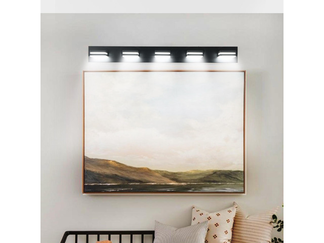 Modern Black Led Vanity Light, 5-Lights Wall Sconce for Bathroom and Mirror, Sleek Minimalist Design, Energy-Efficient, Easy to install