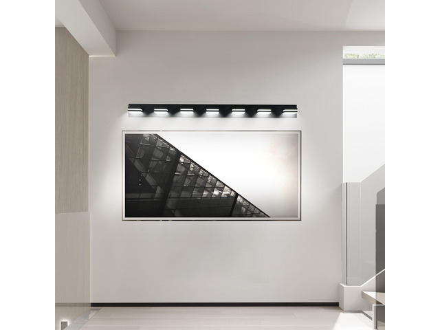 Modern Black Led Vanity Light, 7-Lights Wall Sconce for Bathroom and Mirror, Sleek Minimalist Design, Energy-Efficient, Easy to install