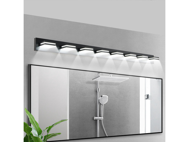 Modern Black Led Vanity Light, 8-Lights Wall Sconce for Bathroom and Mirror, Sleek Minimalist Design, Energy-Efficient, Easy to install