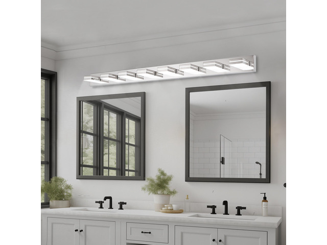 Modern Chrome Led Vanity Light, 8-Lights Wall Sconce for Bathroom and Mirror, Sleek Minimalist Design, Energy-Efficient, Easy to install