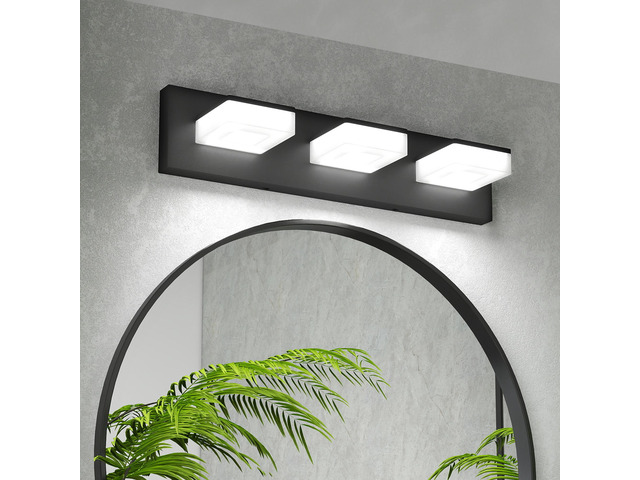 Led Modern Bathroom Vanity Light Fixtures (3-Light, 20-inch), Matte Black Modern Acrylic Bathroom Wall Lighting Fixtures Over Mirror (Cool White...