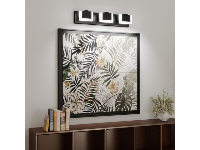 3 Lights Modern Black Vanity Light Up and Down Black Led Vanity Light Fixtures Bathroom Wall Light Over Mirror 6000K
