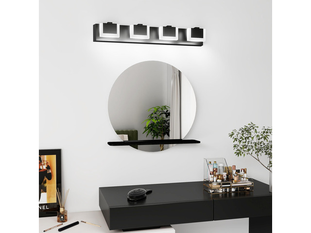 4 Lights Modern Black Vanity Light Up and Down Black Bathroom Lighting Fixtures Led Bathroom Wall Light Over Mirror 6000K