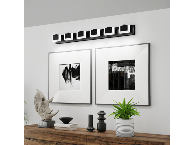 Led Black Modern Vanity Light 6 Light Matte Black Bathroom Vanity Lights Acrylic Bathroom Vanity Lights Fixtures