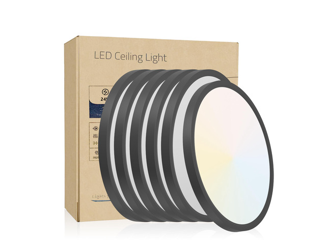 6Pk 12 inch Dimmable Led Flush Mount Ceiling Light, 2700K-6500K Adjustable,24W 2880Lm Modern Ultra Thin Flat Round Fixtures for Low Ceiling Bedroom...