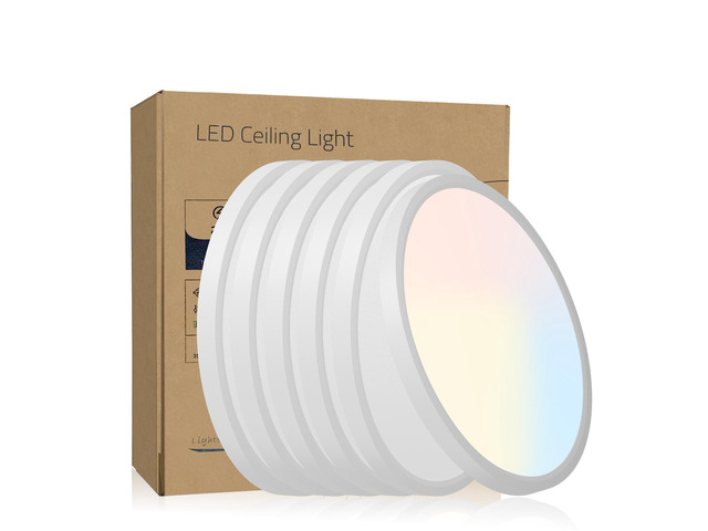 6Pk 12 in. Led Flush Mount Ceiling Light Fixture - 2880 Lumens, 5 Cct 2700K/3500K/40000K/5000K/6500K, Round Color Selectable Panel Light, Dimmable,...