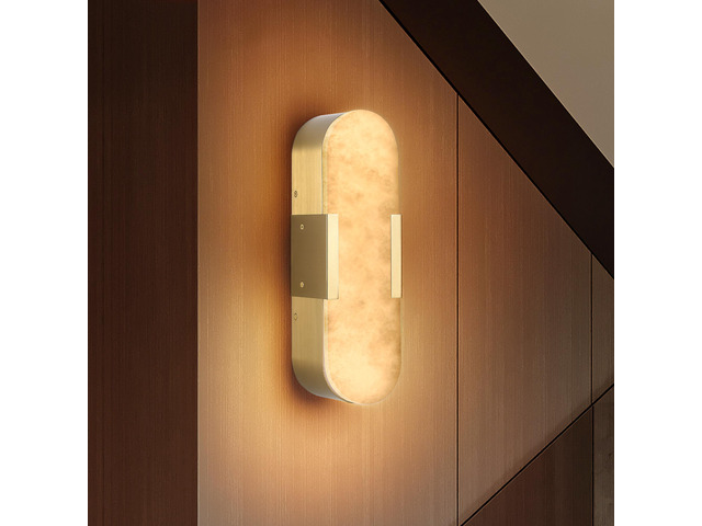 13.8' Natural Marble Wall Sconce, Gold Sconces Set Of Two, indoor Modern Bathroom Sconces Wall Lighting for Living Room, Bedroom, Hallway, Stairs