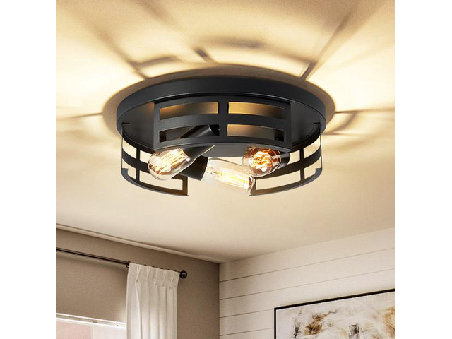 2-Light Black Flush Mount Ceiling Light Fixture,13 in Light Fixtures Ceiling Mount for Hallway,Hall,Kitchen,Farmhouse (2 Pack)