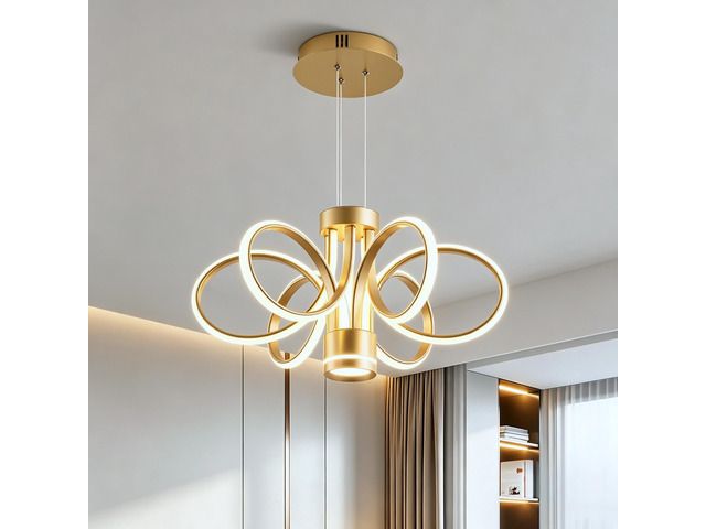Modern Led Chandelier Ceiling Lamp, Modern Farmhouse Ceiling Ceiling Hanging Light Fixture, for Dining Room, Kitchen Island--Gold