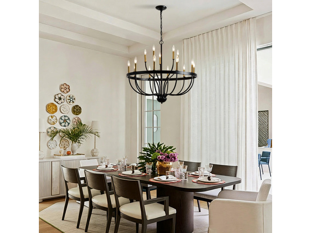 15-Light Chandelier industrial Iron Candle Chandelier Modern Suspended Farmhouse Pendant Light Fixtures for Dining Room Bedroom Living Room...