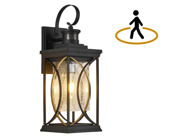 Motion Sensor Outdoor Lights Wall Mount, Dusk to Dawn Exterior Light Fixture, Anti-Rust Waterproof Outside Porch Lights with Glass & E26 Socket...