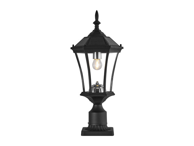 Solar Post Lights Outdoor, Dusk to Dawn Outdoor Post Lights with Pier Mount Base, Black Solar Lamp Posts Light Fixture, Waterproof Light Posts for...