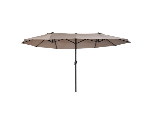 Extra Large 15Ft Patio Umbrella, Double-Sided Outdoor Umbrella with Crank Handle and Air Vents for Backyard, Deck, Pool, Market, Tan