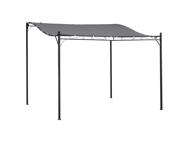 10' x 10' Steel Outdoor Pergola Gazebo, Patio Canopy with Weather-Resistant Fabric and Drainage Holes for Backyard Pool Deck Garden, Gray