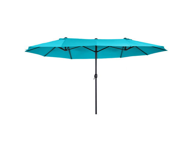 Extra Large 15Ft Patio Umbrella, Double-Sided Outdoor Umbrella with Crank Handle and Air Vents for Backyard, Deck, Pool, Market, Blue
