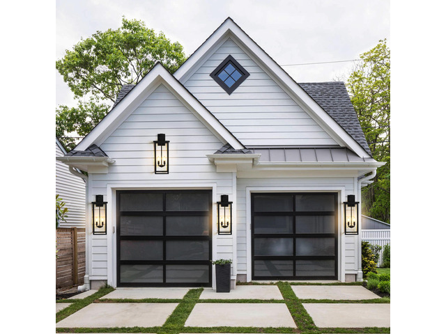 26'(H) 1Ps Modern Outdoor Wall Lanterns with Black Metal Frame and Clear Glass, 4 E12 Bulb Socket, Weatherproof Wall Sconces for Porch, Garden,...